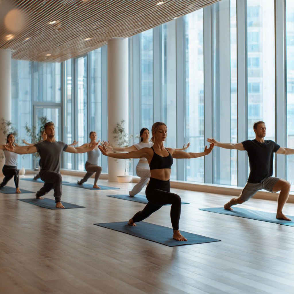 Jóga oktató vezetése alatt